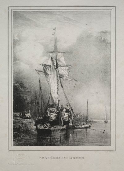 Kuusi merijalkaväkeä: Rouenin ympäristö, Ranska, 1832. tekijältä Paul Huet