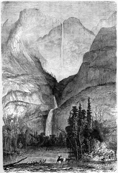 Yosemite Falls, Kalifornia, 1800-luku. tekijältä Paul Huet