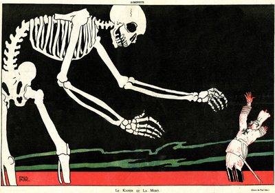 Keisari ja kuolema, Kamerad!, La Baionnette -erikoispainos, nro 18, 4. marraskuuta 1915 (värilitho) tekijältä Paul Iribe