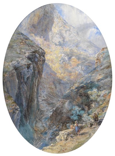 Lähellä Amalfia, La Vallée des Moulins, 1864 (wc korotettu vartalovärillä) tekijältä Paul Jacob Naftel