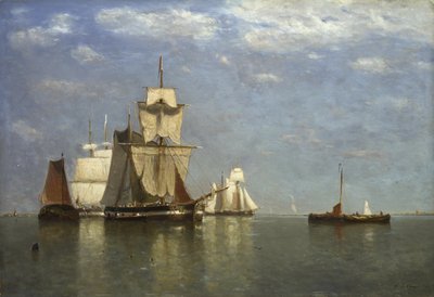 Alukset makaamassa Flushingissa, 1869 tekijältä Paul Jean Clays