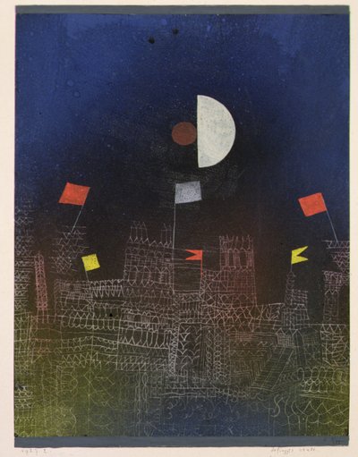 Kaupunki lippujen kanssa tekijältä Paul Klee