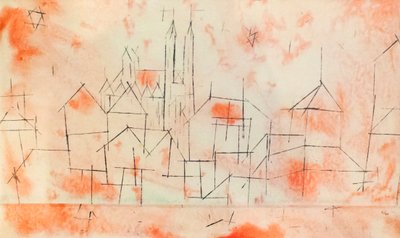 Kaupunki goottilaisen katedraalin kanssa tekijältä Paul Klee