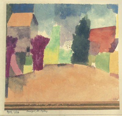 Landgut bei Fryburgin maalaistalo lähellä Friboria, 1915. tekijältä Paul Klee