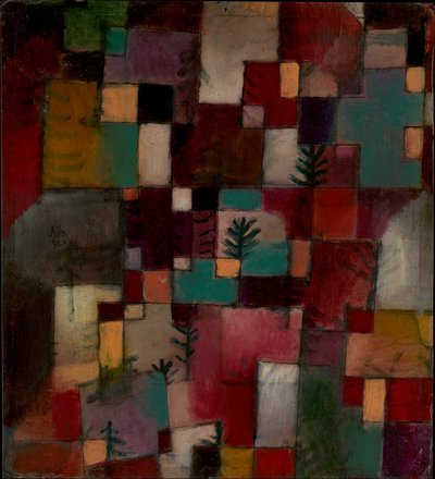 Punavihreä ja violetti-keltainen rytmi tekijältä Paul Klee