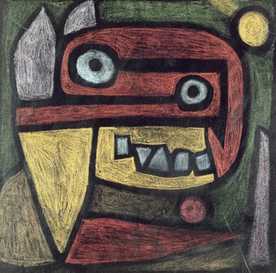 Nimetön (Naamio: villieläin) n. 1939 (värikynä ja värillinen tahna paperille) tekijältä Paul Klee