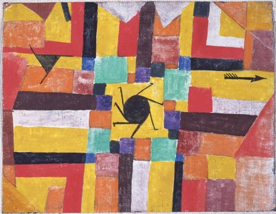Pyörivän mustan auringon ja nuolen kanssa, 1919. tekijältä Paul Klee