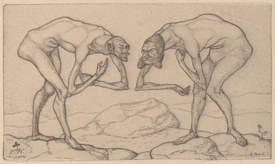 Kaksi miestä, jotka olettavat toistensa olevan korkeammassa asemassa, tapaavat Two Men Meet..., 1903. tekijältä Paul Klee