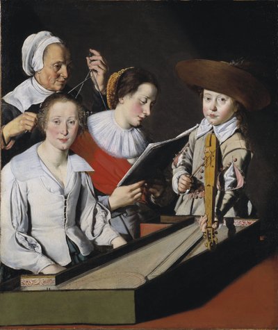 Une fete musicale - Musikaalijuhla, kirjoittanut La Tarte, Paul (?-1636). Öljy kankaalle. Mitat: 116x98,8 cm. Tukholman kansallismuseo tekijältä Paul La Tarte