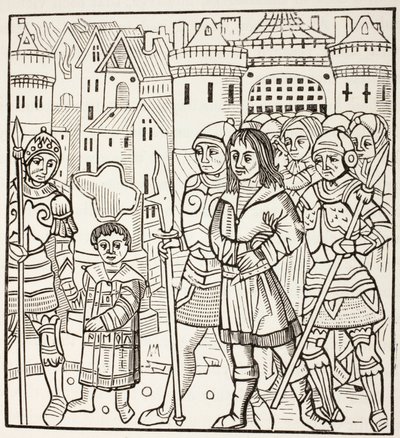 Ranskan kuningas Pyhä Ludvig, Ludvig Ix, ja hänen kaksi veljeään, Alfons ja Kaarle, joutuvat saraseenien vangiksi Fariskurin taistelun jälkeen huhtikuussa 1250 seitsemännen ristiretken aikana. tekijältä Paul Lacroix