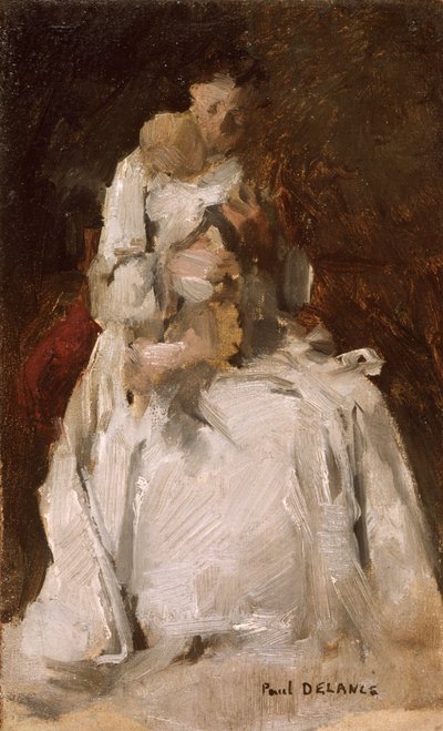 Äiti ja lapsi (maalaus) tekijältä Paul Louis Delance