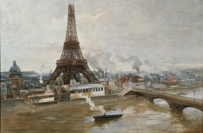 Eiffel-torni Seinen joelta katsottuna, 1889. tekijältä Paul Louis Delance