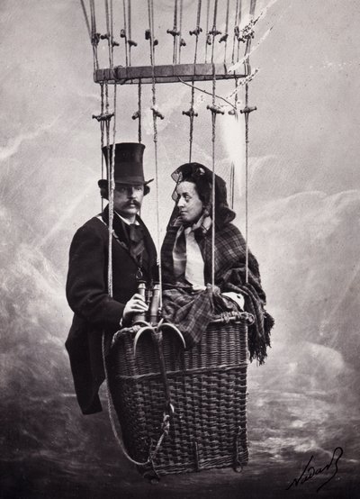 Paul Nadar ja hänen vaimonsa ilmapallon korissa (kuumailmapallo) (m/v kuva) tekijältä Paul Nadar