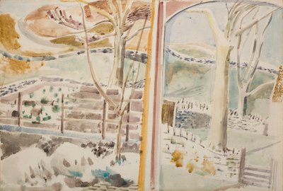 Maisema ikkunan läpi ja peililasin läpi tekijältä Paul Nash