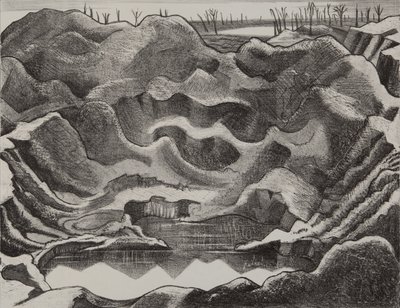 Kaivoskraatteri, kukkula 60, Ypres Salient -alue tekijältä Paul Nash