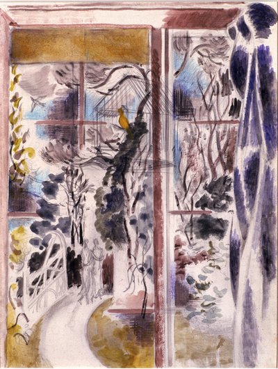 Idenin ikkuna (kynä ja akvarelli kudospaperilla) tekijältä Paul Nash