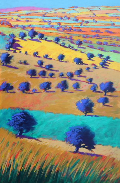 Cotswolds Towards Bredon, 2021 (akryyli laudalle) tekijältä Paul Powis