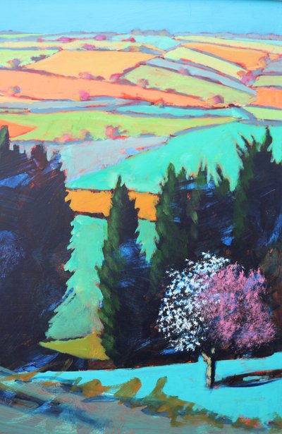 Teme Valleyn kukka lähikuvassa (akryylia aluksella) tekijältä Paul Powis