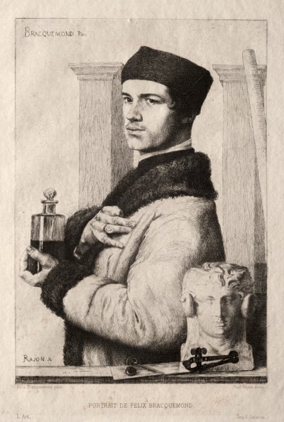 Félix Bracquemondin muotokuva vuonna 1852 tekijältä Paul Rajon