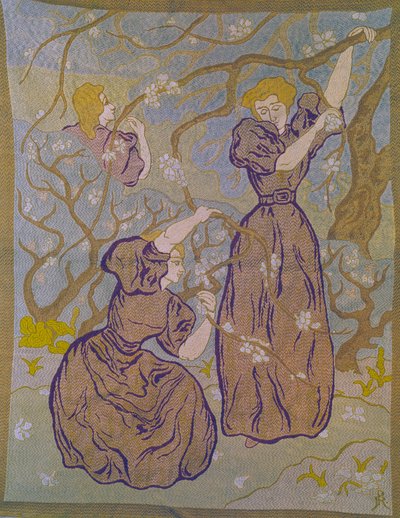 Kaksi naista kukkivan puun alla Tapetti Paul Ranson (1864-1909) 1900-luvun kokoelma Michel Ranson tekijältä Paul Elie Ranson