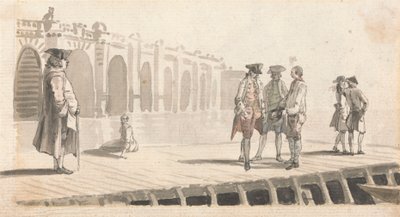 Ryhmä miehiä Westminsterin laiturilla tekijältä Paul Sandby