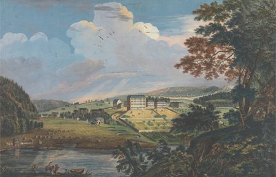 Näkymä Bethlemistä, suuresta määriläisasutuksesta Pennsylvanian provinssissa tekijältä Paul Sandby