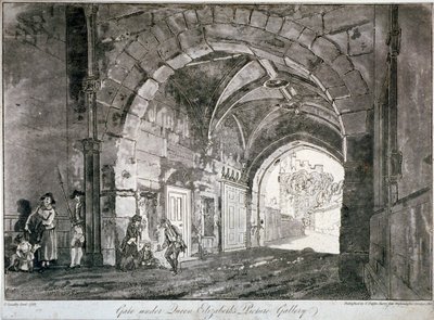 Portti kuningatar Elisabetin kuvagallerian alla, Windsorin linna, Berkshire, 1812 tekijältä Paul Sandby