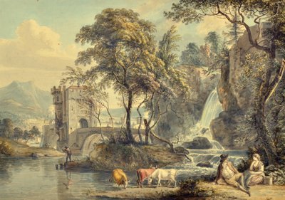 Maisema vesiputouksella tekijältä Paul Sandby