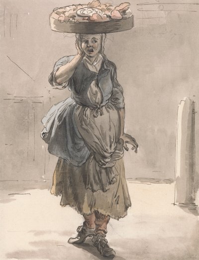 London Cries: A Girl with a Basket in Her Head ("Lights for the Cats, Liver for the Dogs") tekijältä Paul Sandby