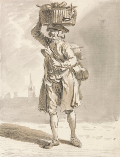 London Cries: A Man with a Basket (mies myy kattiloita ja pannuja) tekijältä Paul Sandby