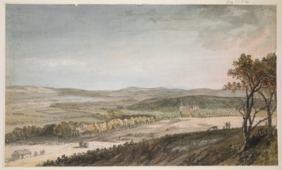 Nithsdale, Drumlanrig, n. 1751 (kynä, pesu ja akvarelli kynällä paperille) tekijältä Paul Sandby