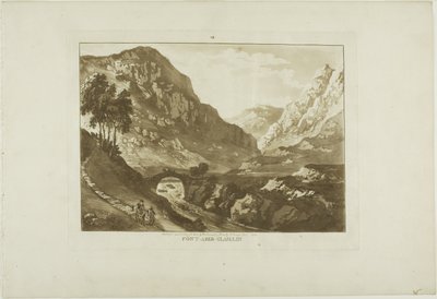 Pont-Aber-Glassin, levy seitsemän teoksesta Kaksitoista näkymää Walesissa. tekijältä Paul Sandby