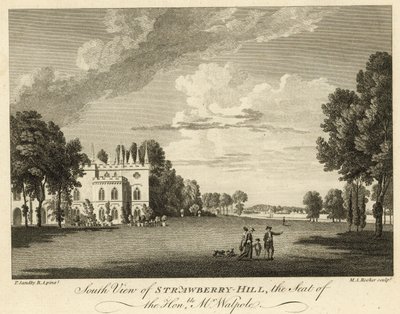Etelänäkymä Strawberry Hillistä, Twickenhamista, Lontoosta, jossa Horace Walpole asui. tekijältä Paul Sandby