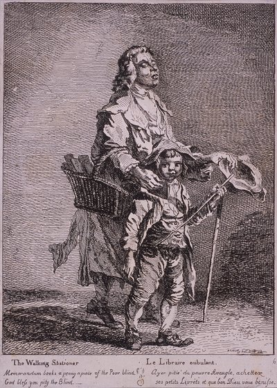 "The Walking Stationer", Cries of London, 1760 tekijältä Paul Sandby