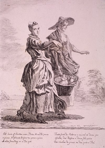 Kaksi astianmyyjää, Cries of London, 1760 tekijältä Paul Sandby