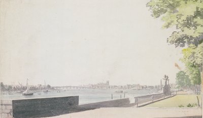 Näkymä Somerset House Gardenista, kohti Westminster Bridgeä, 1756 tekijältä Paul Sandby