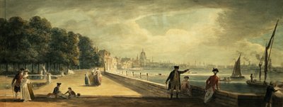 Näkymä kaupunkiin Somerset Housen terassilta tekijältä Paul Sandby