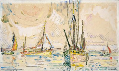 Kalastusveneet Locmalon satamassa tekijältä Paul Signac