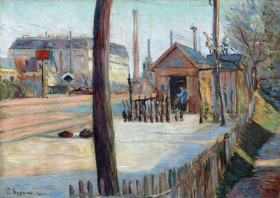 Rautatien risteys lähellä Bois Colombesia (Ranska) - Paul Signacin (1863-1935) maalaus, öljy kankaalle (46,4x65cm) tekijältä Paul Signac