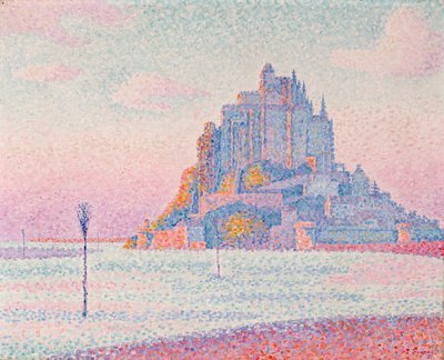 Mont Saint-Michel, laskeva aurinko tekijältä Paul Signac
