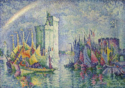 Rainbow La Rochellen satamassa; Rainbow, La Rochelle, satama, 1912 tekijältä Paul Signac
