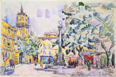 Hotel de Ville -aukio Aix-en-Provencessa, 1900-luvun alku tekijältä Paul Signac