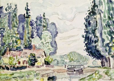 Siniset poppelit, 1903 (kynä ja wc paperilla) tekijältä Paul Signac