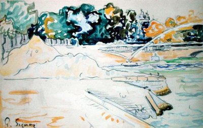 Seine Pariisissa (vesiväri paperille) tekijältä Paul Signac