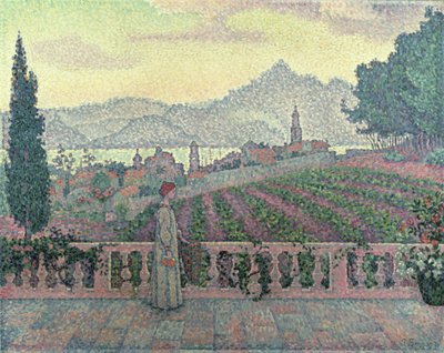 Nainen terassilla, 1898 tekijältä Paul Signac