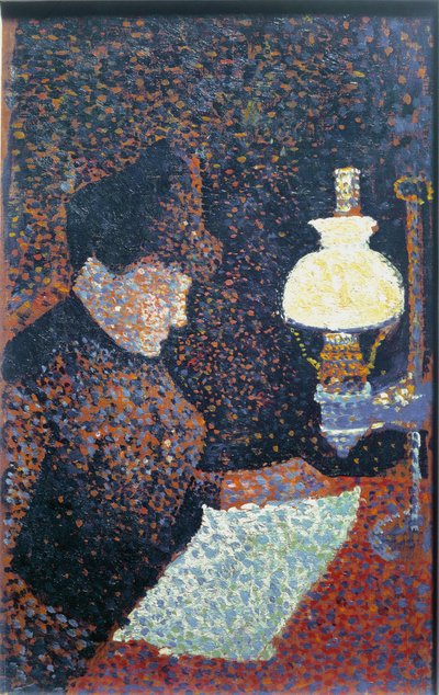 Nainen lampun alla öljy kankaalle tekijältä Paul Signac