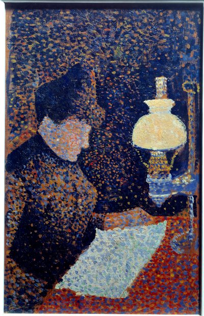 Nainen lampun alla. Pointillismia. Paul Signacin maalaus tekijältä Paul Signac