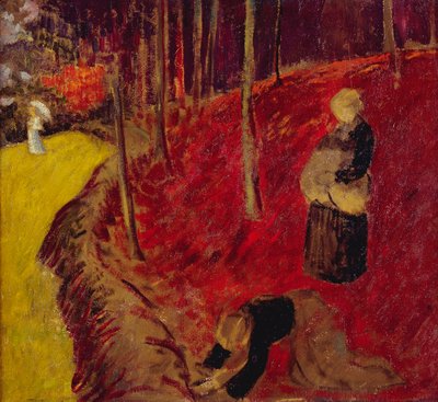 Saniaisten kerääjät Bois d"Amourissa Pont Avenissa; Les Ramasseuses de Fougeres au Bois d"Amour Pont Avenissa, n. 1910 tekijältä Paul Sérusier