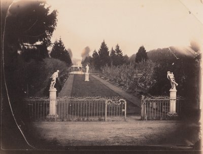 Puutarhanäkymä ja patsas,c. 1853 (kuva) tekijältä Paul Thivier