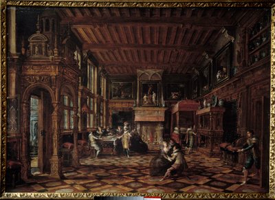 Flaamilainen sisustus. Paulus Vredeman De Vriesin (1567-1630) maalaus tekijältä Paul Vredeman de Vries
